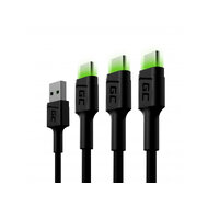 Sada 3x Green Cell GC Ray USB-C kabel 120 cm, LED podsvícení, Ultra Charge Sada 3x Green Cell GC Ray USB-C kabel 120 cm, LED podsvícení, Ultra Charge