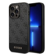 Guess PU 4G Stripe Zadní Kryt pro iPhone 14 Pro Grey