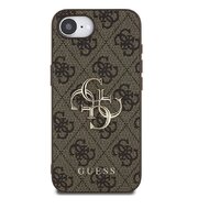 Guess PU 4G Metal Logo Zadní Kryt pro iPhone 16e Hnědá