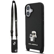 Karl Lagerfeld zadní kryt s popruhem pro iPhone 17, Saffiano Metal K&C - černá