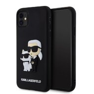 Karl Lagerfeld 3D Rubber Karl and Choupette Zadní Kryt pro iPhone 11 Black