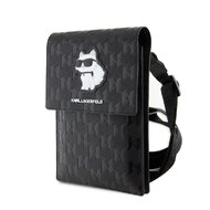 Karl Lagerfeld Saffiano Monogram Wallet Phone Bag Choupette NFT, černá