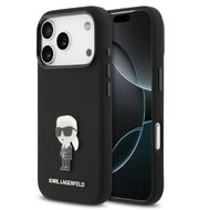 Karl Lagerfeld zadní kryt pro iPhone 17 Pro, Liquid Silicone Metal Ikonik - černá