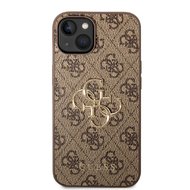 Guess PU 4G Metal Logo Zadní Kryt pro iPhone 14 Brown