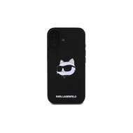 Karl Lagerfeld Liquid Silicone Choupette Head MagSafe Zadní Kryt pro iPhone 16 Černá