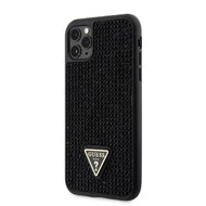 Guess Rhinestones Triangle Metal Logo Kryt pro iPhone 11 Pro černý