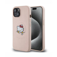 Hello Kitty PU Kitty Asleep Logo MagSafe Zadní Kryt pro iPhone 15, růžová