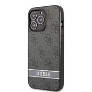 Guess PU 4G Stripe Zadní Kryt pro iPhone 13 Pro Max Grey