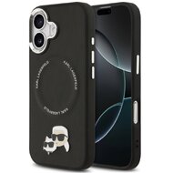 Karl Lagerfeld zadní kryt pro iPhone 17, PU K&Ch Heads Pins MagSafe - černá