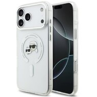 Karl Lagerfeld zadní kryt pro iPhone 17 Pro Max, IML K&Ch Heads Metal Frame MagSafe - průhledná