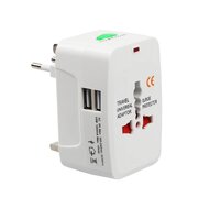 Univerzální cestovní adaptér - 2xUSB,1.0A, EU/US/UK/AU, 220V, Bílá