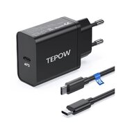 Tepow Univerzální nabíječka, 25W Adaptér + kabel USB-C, černá