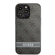 Guess PU 4G Stripe Zadní Kryt pro iPhone 13 Pro Grey