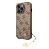 Guess 4G Charm Zadní Kryt pro iPhone 14 Pro Tone on Tone Brown