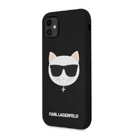 Karl Lagerfeld Choupette Head Silikonový Kryt pro iPhone 11 Black