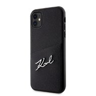 Karl Lagerfeld Saffiano Card Slot Metal Signature Zadní Kryt pro iPhone 11