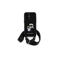 Karl Lagerfeld Saffiano Crossbody Popruh Karl and Choupette Kryt pro iPhone 16 Černá