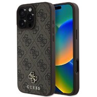 Guess PU 4G Small Metal Logo MagSafe Zadní Kryt pro iPhone 16 Pro Max Brown