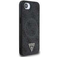 Guess PU 4G Strass Triangle Metal Logo Zadní Kryt pro iPhone 16e Černá