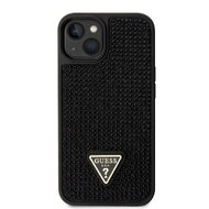 Guess Rhinestones Triangle Metal Logo Kryt pro iPhone 14 černý