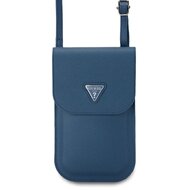 Guess PU Grained Triangle Logo Taška na Telefon Blue