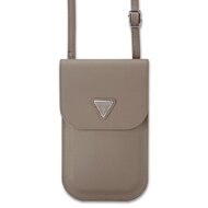 Guess PU Grained Triangle Logo Taška na Telefon Brown