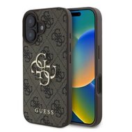 Guess PU 4G Metal Logo Zadní Kryt pro iPhone 16 Brown