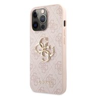 Guess PU 4G Metal Logo Zadní Kryt pro iPhone 13 Pro Pink