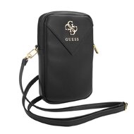 Guess PU Grained 4G Metal Logo Wallet Phone Bag Zipper, černá