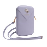 Guess PU Grained 4G Metal Logo Wallet Phone Bag Zipper, fialová