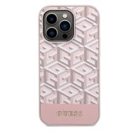 Guess PU G Cube MagSafe Zadní Kryt pro iPhone 14 Pro Pink
