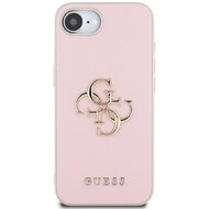 Guess PU Grained 4G Metal Logo Zadní Kryt pro iPhone 16e Růžová