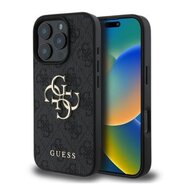Guess PU 4G Metal Logo Zadní Kryt pro iPhone 16 Pro Grey