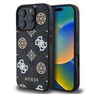 Guess PU 4G Peony MagSafe Zadní Kryt pro iPhone 16 Pro Black