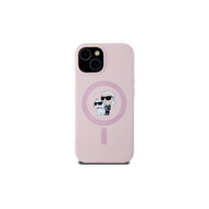 Karl Lagerfeld Liquid Silicone Karl and Choupette MagSafe Zadní Kryt pro iPhone 15 Růžová