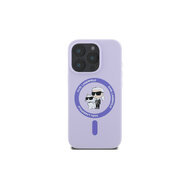 Karl Lagerfeld Liquid Silicone Karl and Choupette MagSafe Zadní Kryt pro iPhone 16 Pro Fialová