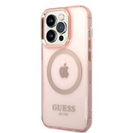 Guess Translucent MagSafe Zadní Kryt pro iPhone 14 Pro Pink