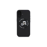 Karl Lagerfeld Liquid Silicone K&CH Heads MagSafe Zadní Kryt pro iPhone 16 Černá