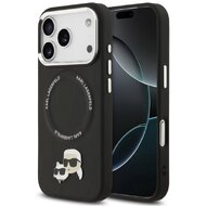 Karl Lagerfeld zadní kryt pro iPhone 17 Pro Max, PU K&Ch Heads Pins MagSafe - černá
