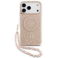 Guess zadní kryt s popruhem na ruku pro iPhone 17 Pro Max, IML Flowers MagSafe - růžová Guess zadní kryt s popruhem na ruku pro iPhone 17 Pro Max, IML Flowers MagSafe - růžová