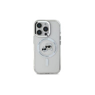 Karl Lagerfeld IML K&CH Heads Metal Frame MagSafe Zadní Kryt pro iPhone 16 Pro Průhledná