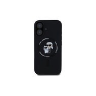 Karl Lagerfeld Liquid Silicone Karl and Choupette MagSafe Zadní Kryt pro iPhone 16 Černá