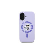 Karl Lagerfeld Liquid Silicone Karl and Choupette MagSafe Zadní Kryt pro iPhone 16 Fialová