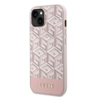 Guess PU G Cube MagSafe Kompatibilní Zadní Kryt pro iPhone 13 růžový