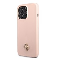 Guess 4G Silicone Metal Logo Zadní Kryt pro iPhone 13 Pro Pink