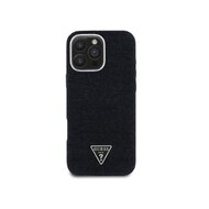 Guess Denim Triangle Logo MagSafe Zadní Kryt pro iPhone 16 Pro Černá