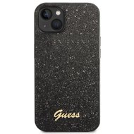 Guess PC/TPU Glitter Flakes Metal Logo Zadní Kryt pro iPhone 14 Plus Black