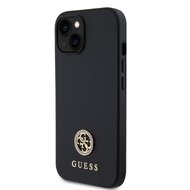 Guess PU 4G Strass Metal Logo Zadní Kryt pro iPhone 15 Černý