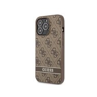 Guess PU 4G Stripe Zadní Kryt pro iPhone 13 Pro Max Brown