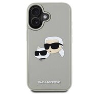 Karl Lagerfeld 3D Rubber Double Heads Zadní Kryt pro iPhone 16 Béžová